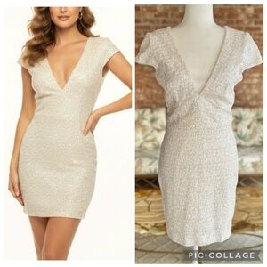 Dress The Population Dress Zoe Sequin Bodycon White Cream Mini 2 Cocktail Low V